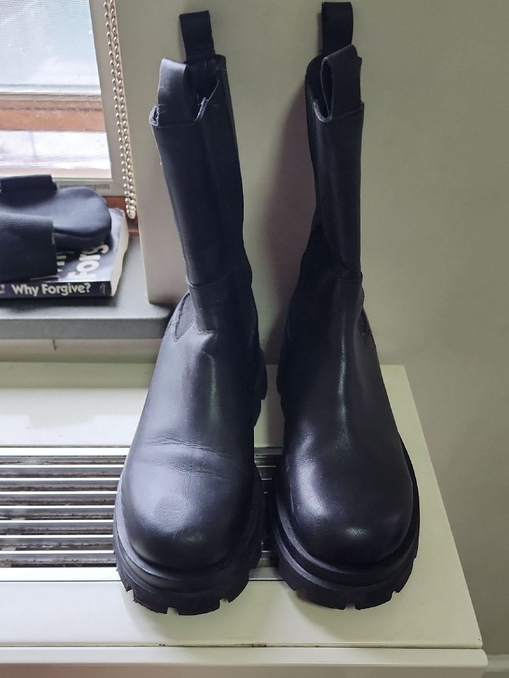 Steve Madden Black Leather Combat Moto Boots